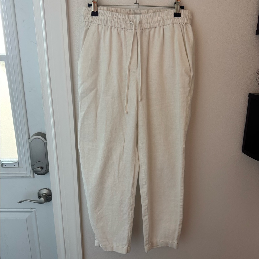 • J.Crew • Women’s White Linen Pants Size 4